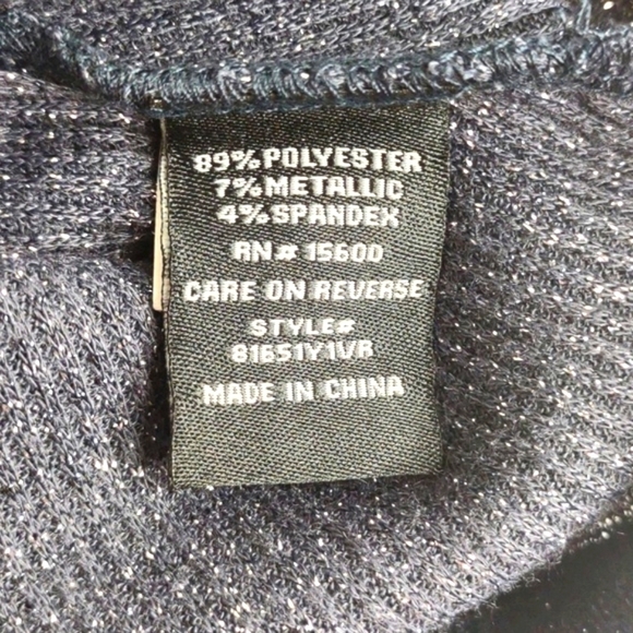 Violets & Roses blue sparkly mock neck long sleeve blouse, size PS, NWT - Picture 6 of 9